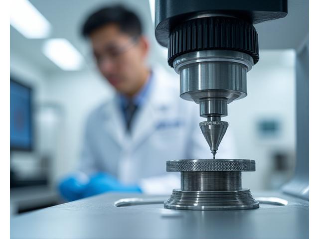 三次元測定機で釣具部品の精度を検査する日本の技術者