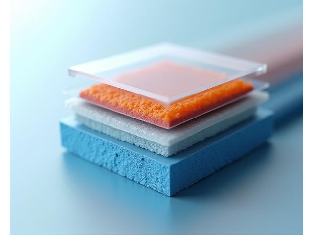 鉄魚界の多層防錆コーティングの断面図。亜鉛リッチプライマー、エポキシ中間膜、ウレタントップコート、そしてオプションのフッ素コートまたはセラミックコートが視覚的に層で示されている。